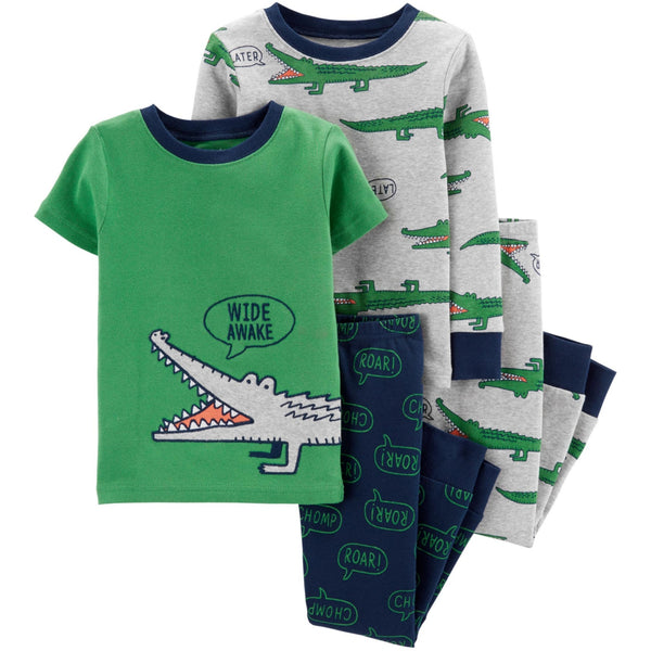 allbrand365 Designer Infant Boys Gator Print Cotton Pajama 4 Piece Set