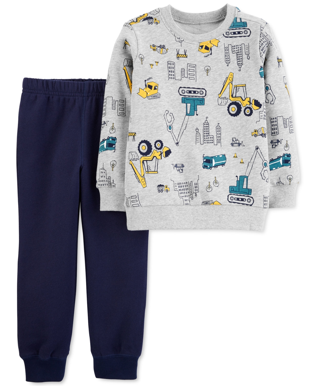 allbrand365 Designer Infant Boys Construction Fleece Sweatshirt And Joggers Set 2 Piece Set