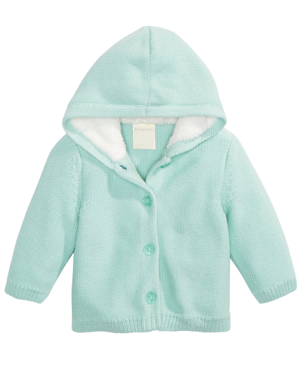 First Impressions Unisex Baby Faux Sherpa Lining Hooded Sweater Color Mint Burst