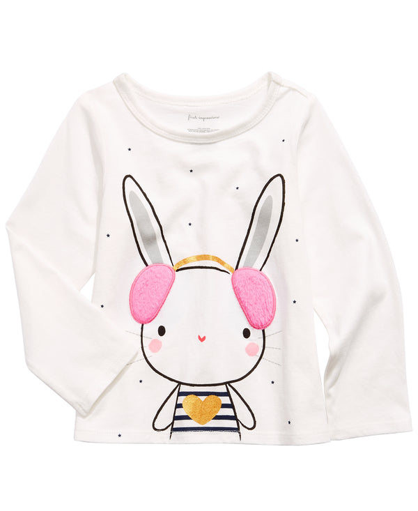 First Impressions Infant Girls Bunny Print T-Shirt Color Angel White