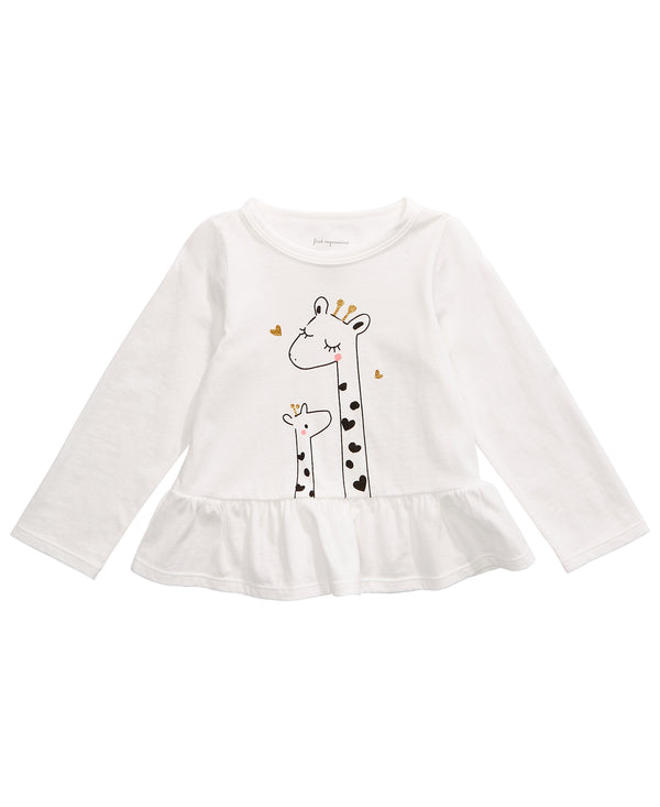 First Impressions Infant Girls Cotton Giraffe Peplum Top Color Angel White