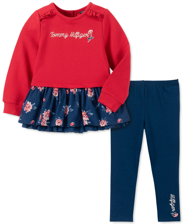 Tommy Hilfiger Infant Girls Floral Print Peplum Tunic Leggings Set