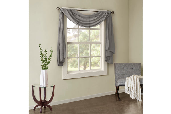 Madison Park Harper Solid Crushed Sheer 144 Inch Scarf Window Valance