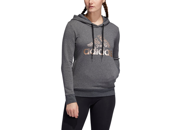 Adidas Womens Metallic Logo Sweatshirt Hoodie Color Dark Gray Heather