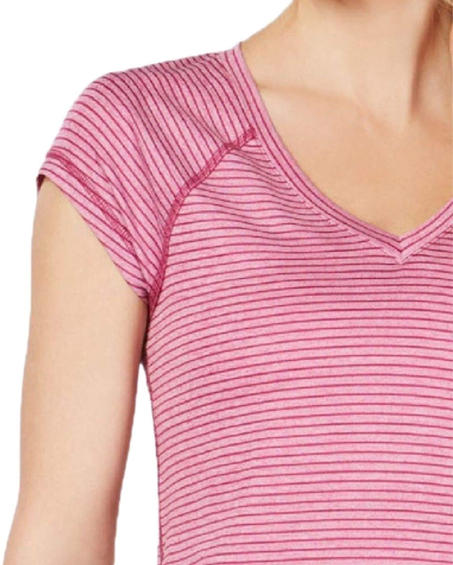 Ideology Womens Striped Rapid Dry Performance T-Shirt Laguna Medium