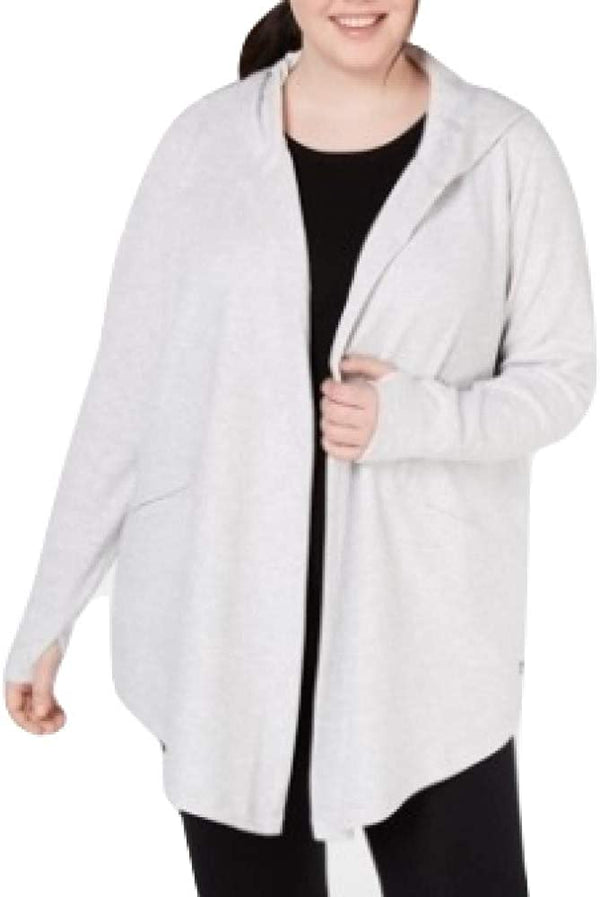 Ideology Womens Plus Size Textured Wrap Hoodie Color Birght Grey