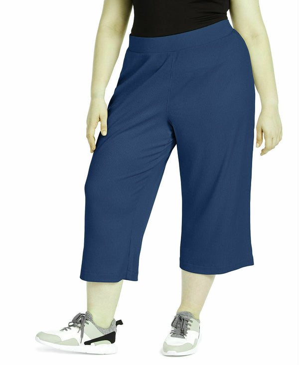 Ideology Womens Plus Size Ribbed Culottes Color Aquatic Teal