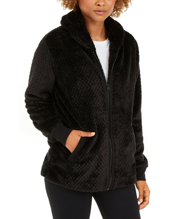 Ideology Womens Quilted Fleece Hooded Jacket Color Coconut Milk