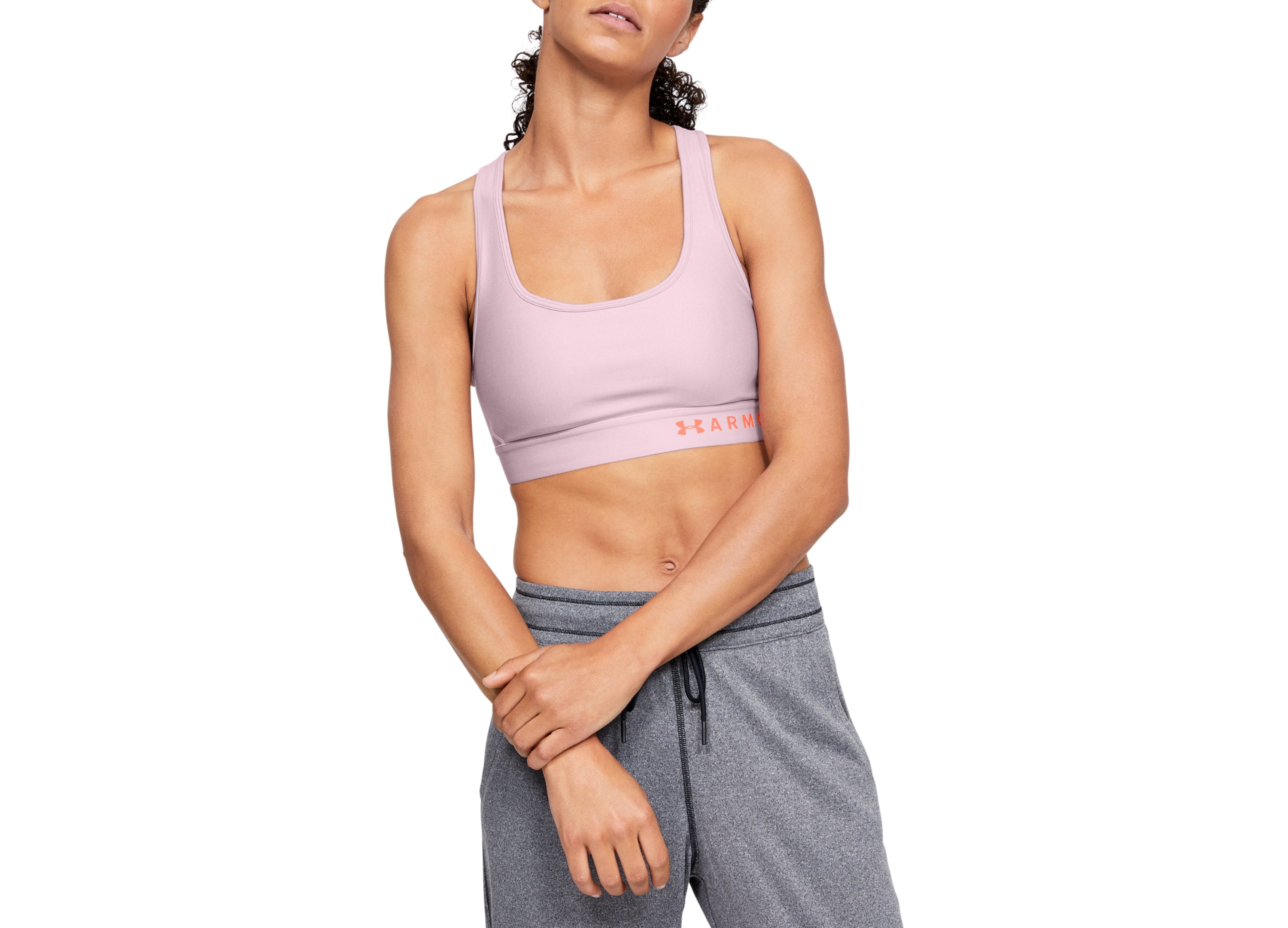 Nike Womens Heathered Cross-Back Medium-Support Compression Sports Bra