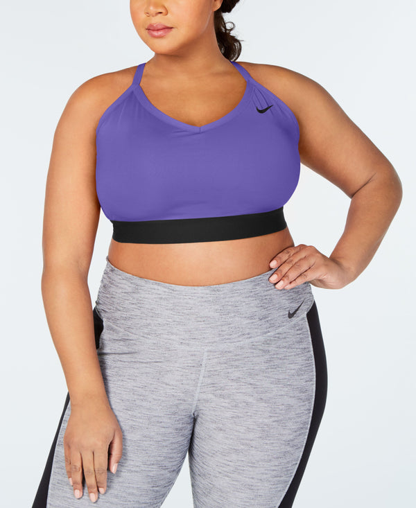 Nike Womens Plus Size Dri-Fit Low-Impact Sports Bra Color Purple/Black