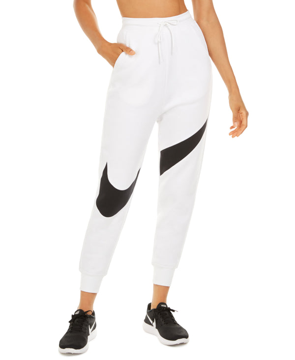 Nike Women's Sportswear Swoosh Fleece Jogger Pants, Black/Black/White, Large