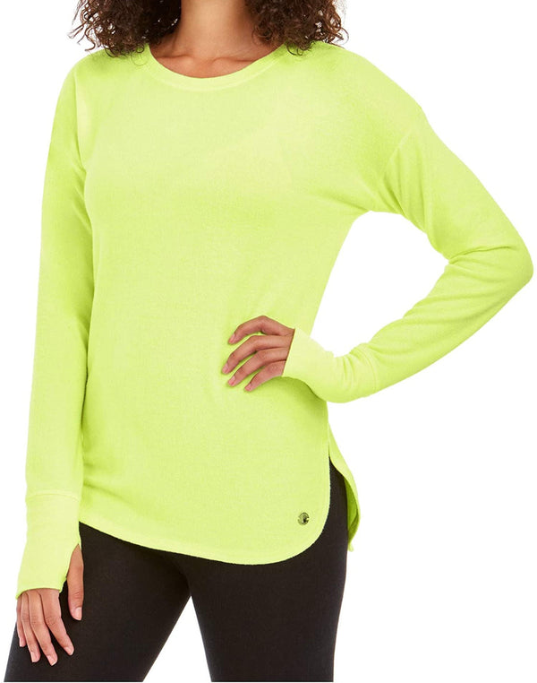 Ideology Womens Heathered Long Sleeve Top,Barbell,X-Small