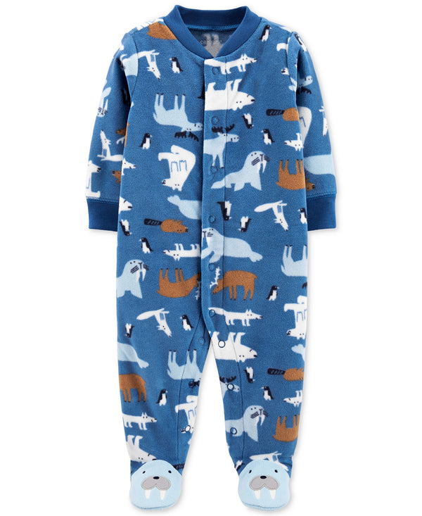 Carter Infant Boys Footed Fleece Walrus Coverall Color Medium Blue