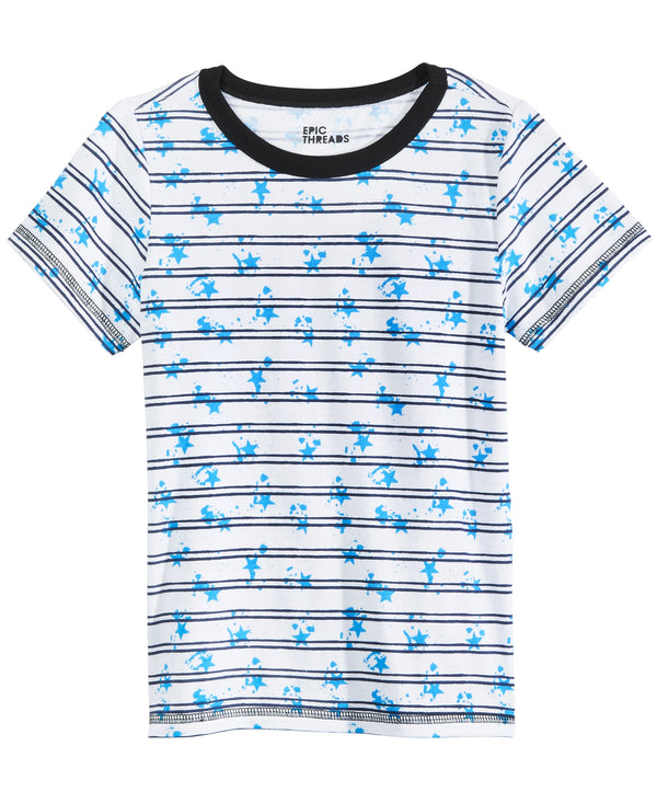 Epic Threads Toddler Boys Splatter Stripe T-Shirt Color Bright White
