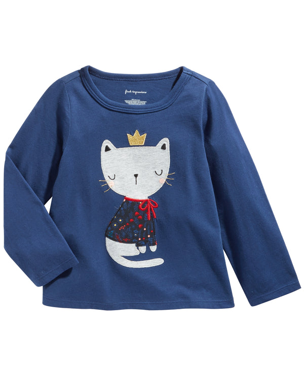 First Impressions Infant Girls Cotton Cozy Cat T-Shirt