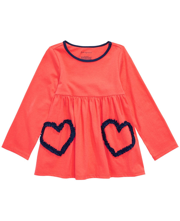First Impressions Infant Girls Ruched Heart Cotton Tunic