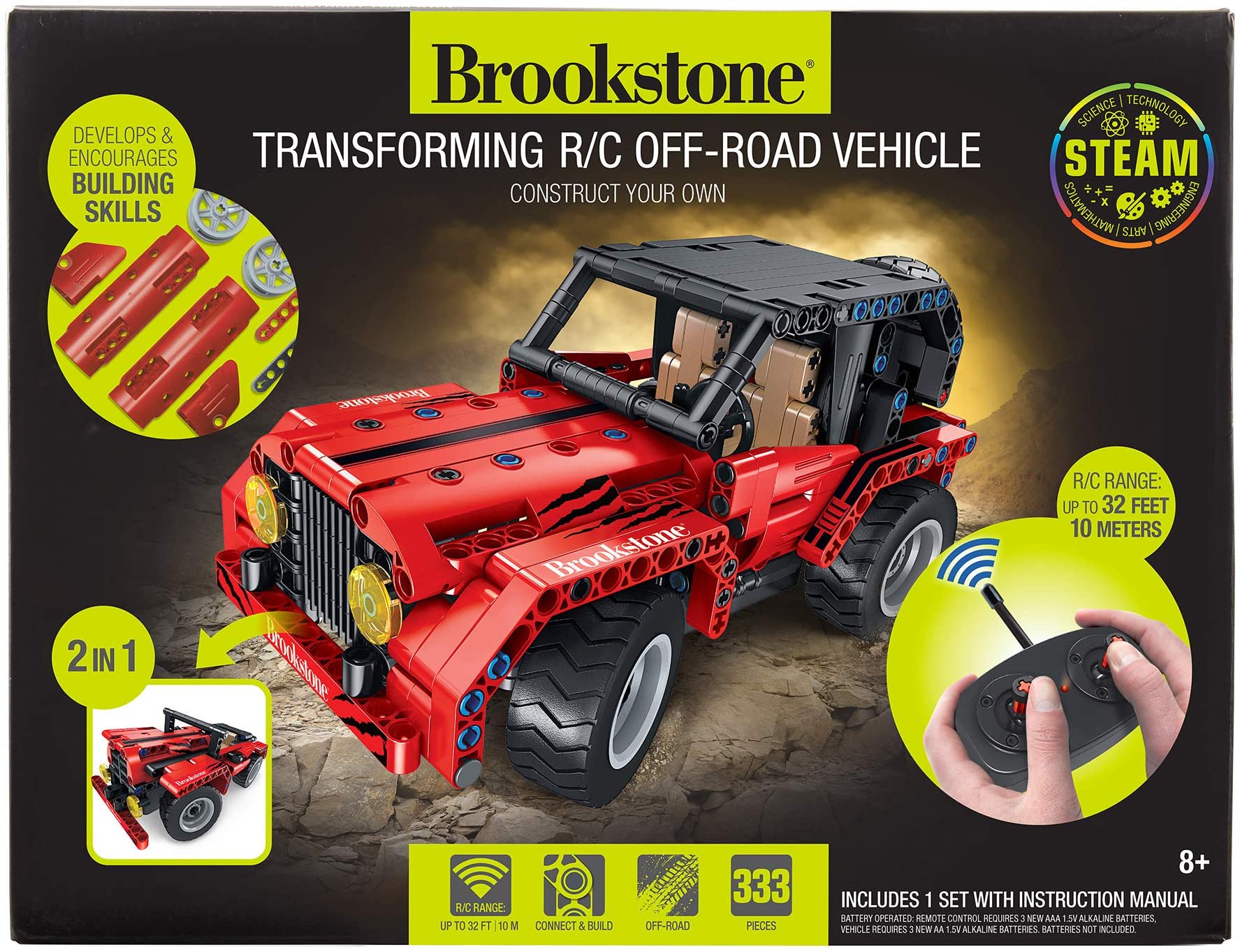 Brookstone Aged 8+ Diy Rc Car 2-In-1 Remote Control Car Kit Building Toy Sets
