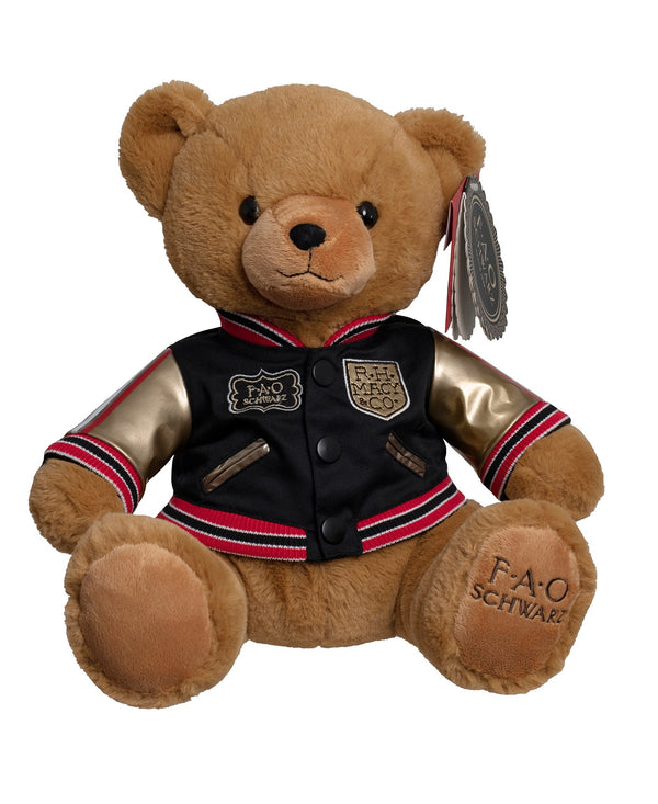 Fao Schwarz Gift Plush Anniversary Bear 12Inch With Aviation Jacket Soft Toy