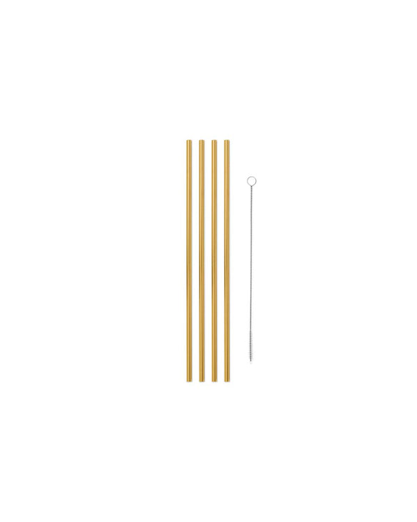 W&P Porter Stainless Steel Metal With Cleaner Brusher Straws Color Gold