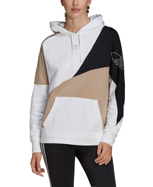 Adidas Womens Cotton Colorblocked Hoodie Color Beige/White/Black