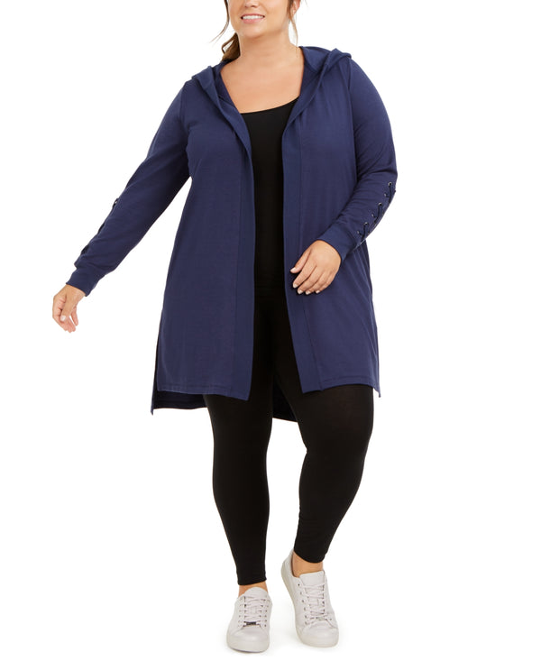 Ideology Womens Plus Size Hooded Long Sleeves Cardigan