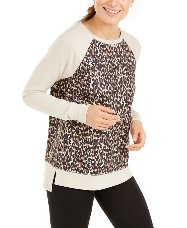 Ideology Womens Leopard Print Sweatshirt Color Bold Leopard