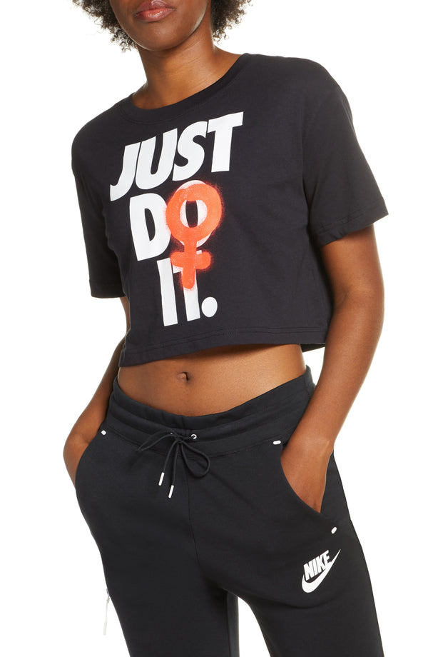 Nike Womens Just Do It Crop Tee Color Black