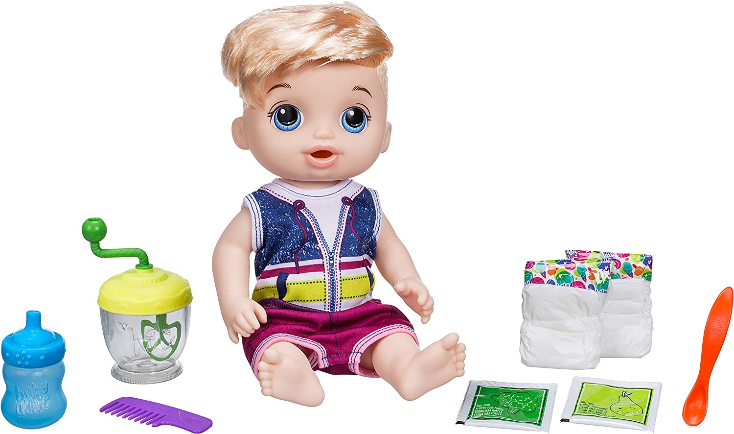 Baby Alive Aged 3 Plus Sweet Spoonfuls Blonde Hair Baby Doll Boy Playset