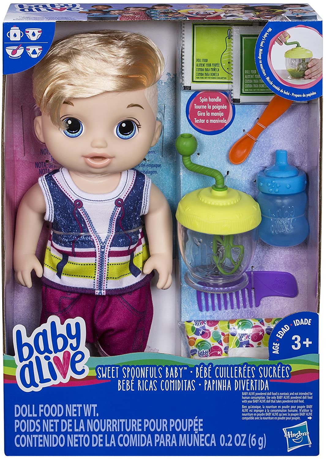Baby Alive Aged 3 Plus Sweet Spoonfuls Blonde Hair Baby Doll Boy Playset