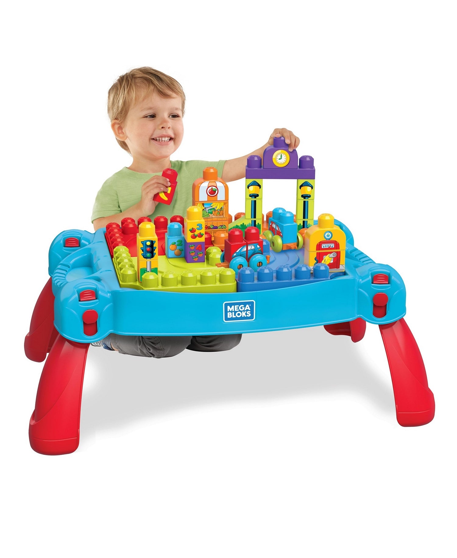 Mega Ages 1 To 5 Years Build N Learn Table With Big Building Blocks Toy Of 30 Piece Sets