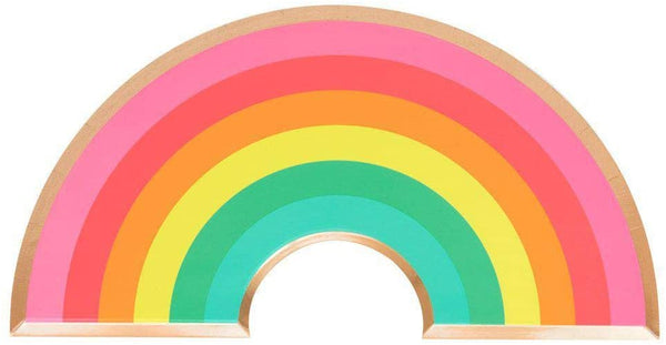 Oh Happy Day Paper Plates Pack of 11 Sturdy Gold Foiled Edge Rainbow Themed Party Plates