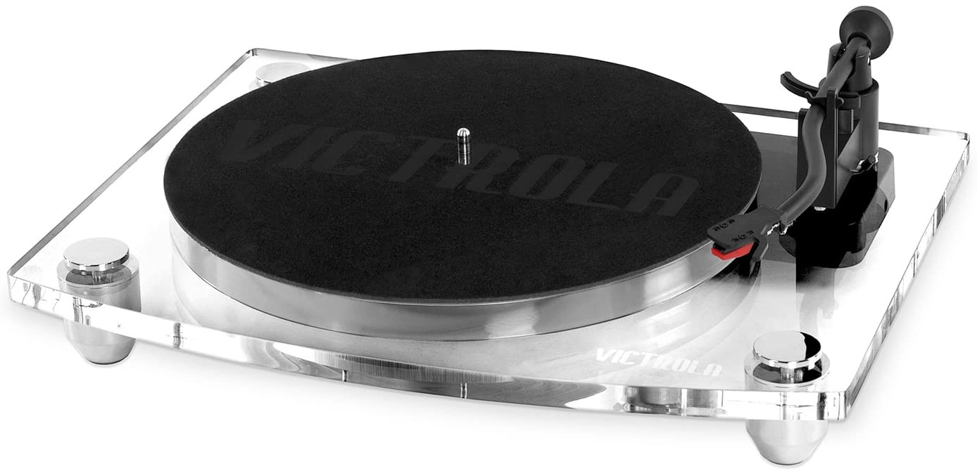 Victrola Acrylic Bluetooth 40 Watt Record Player With Two Speed Turntable And Rechargeable Speakers