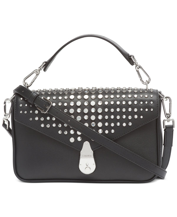 Calvin Klein Womens Leather Lock Shoulder Bag