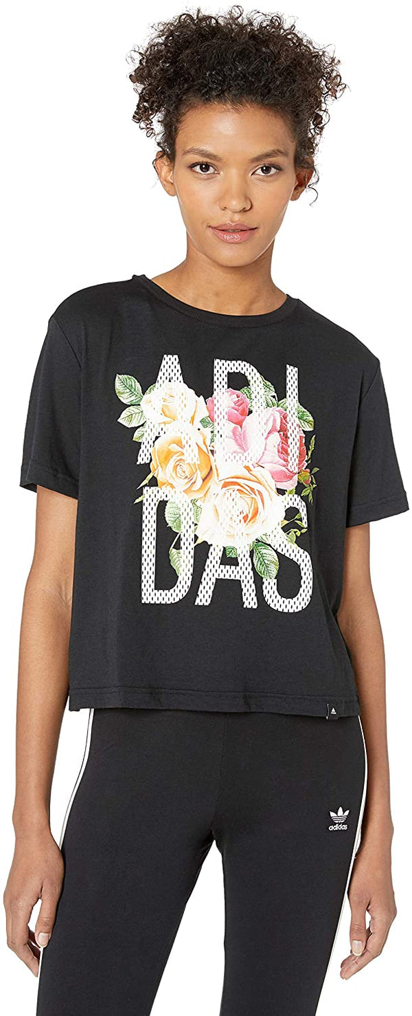 Adidas Womens Floral Essentials Logo T-shirt
