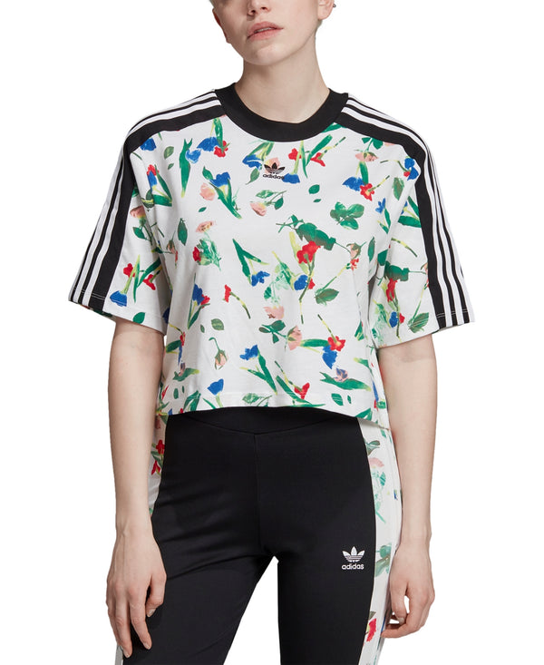 Adidas Womens Bellista Cropped Floral T-shirt