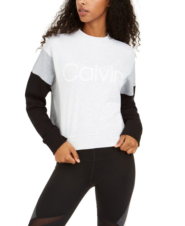Calvin Klein Womens Colorblocked Fleece Sweatshirt