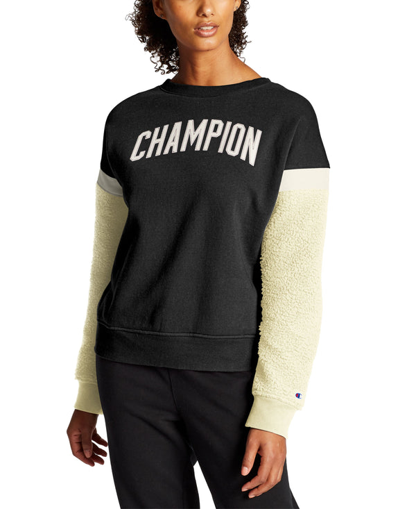 Champion Womens Heritage Fleece Colorblocked Sweatshirt