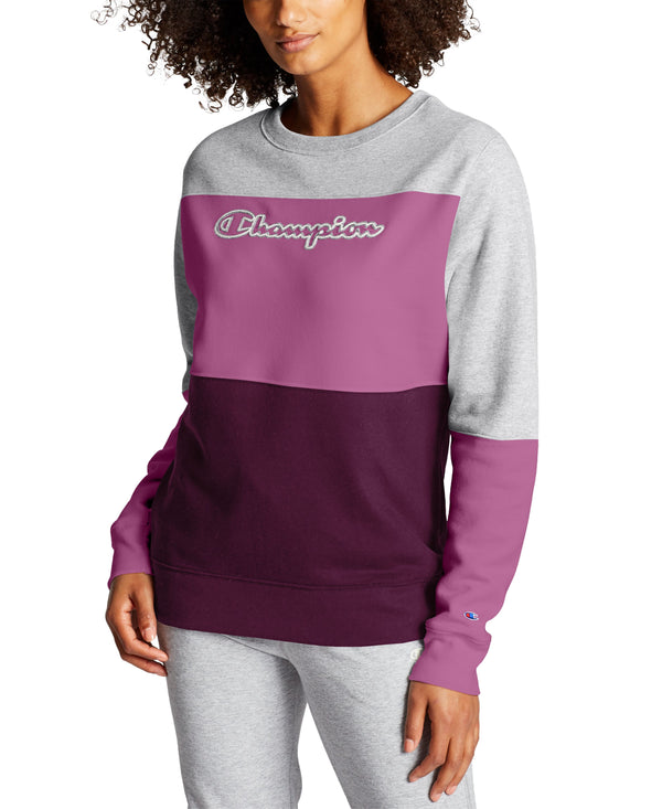 Champion Womens Powerblend Colorblocked Sweatshirt