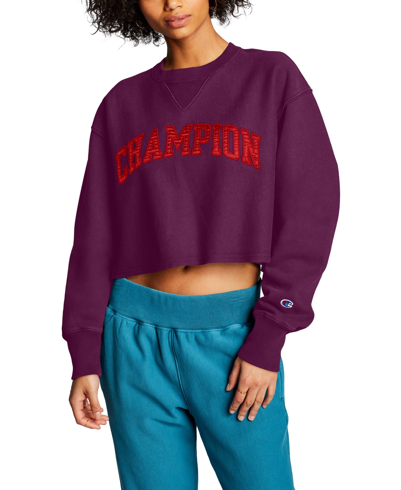 Champion Womens Vintage Wash Cropped Sweatshirt