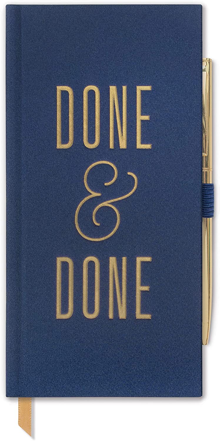 Designworks Ink Navy Done And Done Shimmer Bookcloth Cover Book Bound with Penstandard Issue Multi Tool Pen