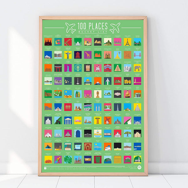 Gift Republic 100 Places Scratch Off Bucket List Poster