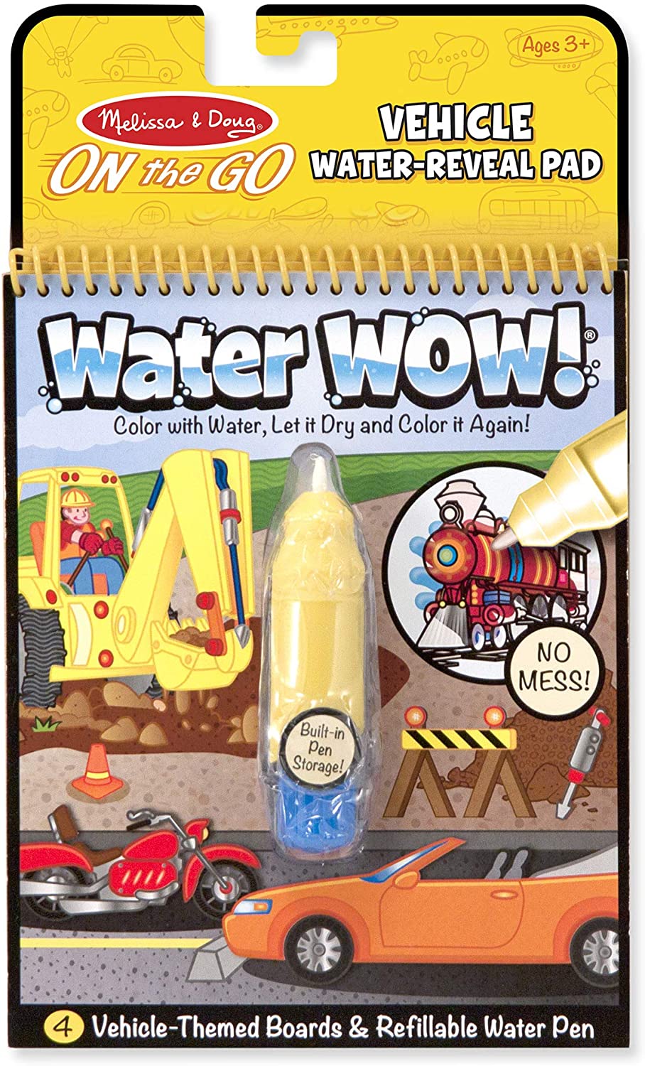 Melissa & Doug Aged 3 Plus Water Wow Vehicles On The Go Travel Activity Water Reveal Pad