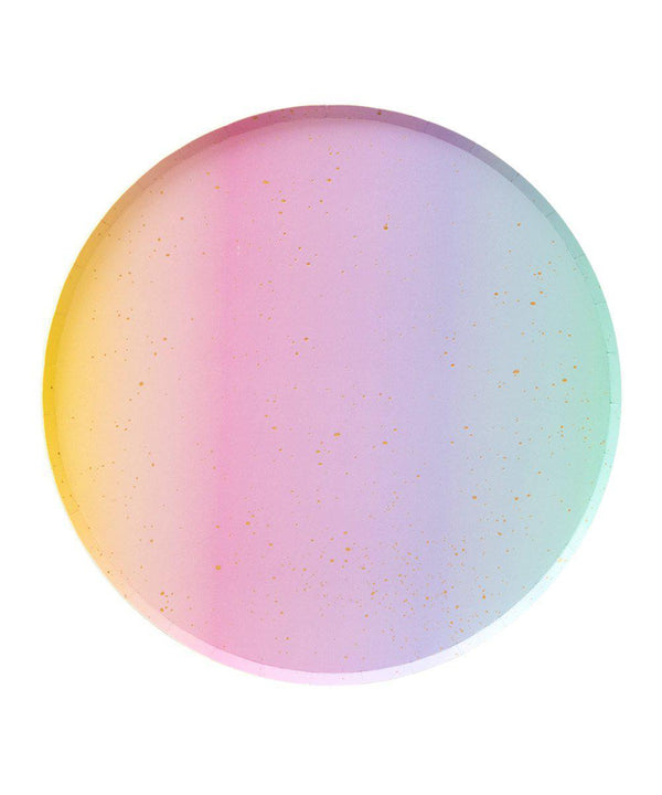 Oh Happy Day Pastel Paper Plates 9 Inch Round Pack of 20 Sturdy Rainbow Plates