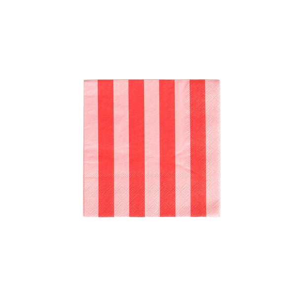Oh Happy Day Paper Napkins Pack of 20 Blush and Cherry Vertical Stripes Dinner Napkins