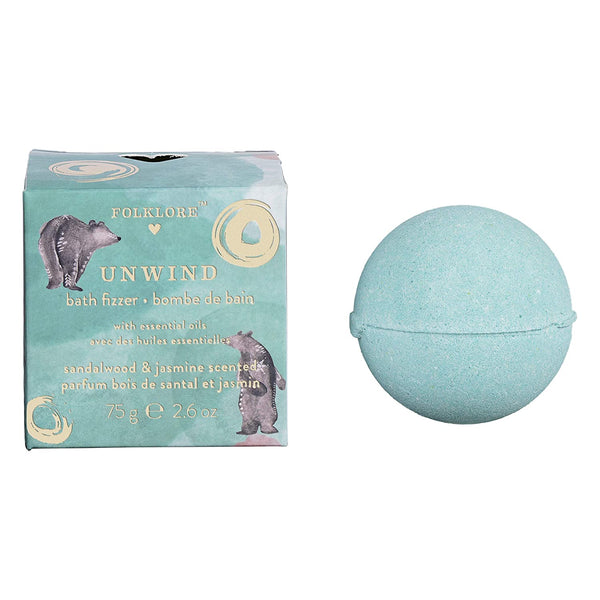 Folklore Bath Bombs Pack of 1 Containing Calming and Soothing Unwind Sandalwood and Jasmine Scented Fizzers Perfect for Bubble Bath and Spa Ideal Gift for Her/Him