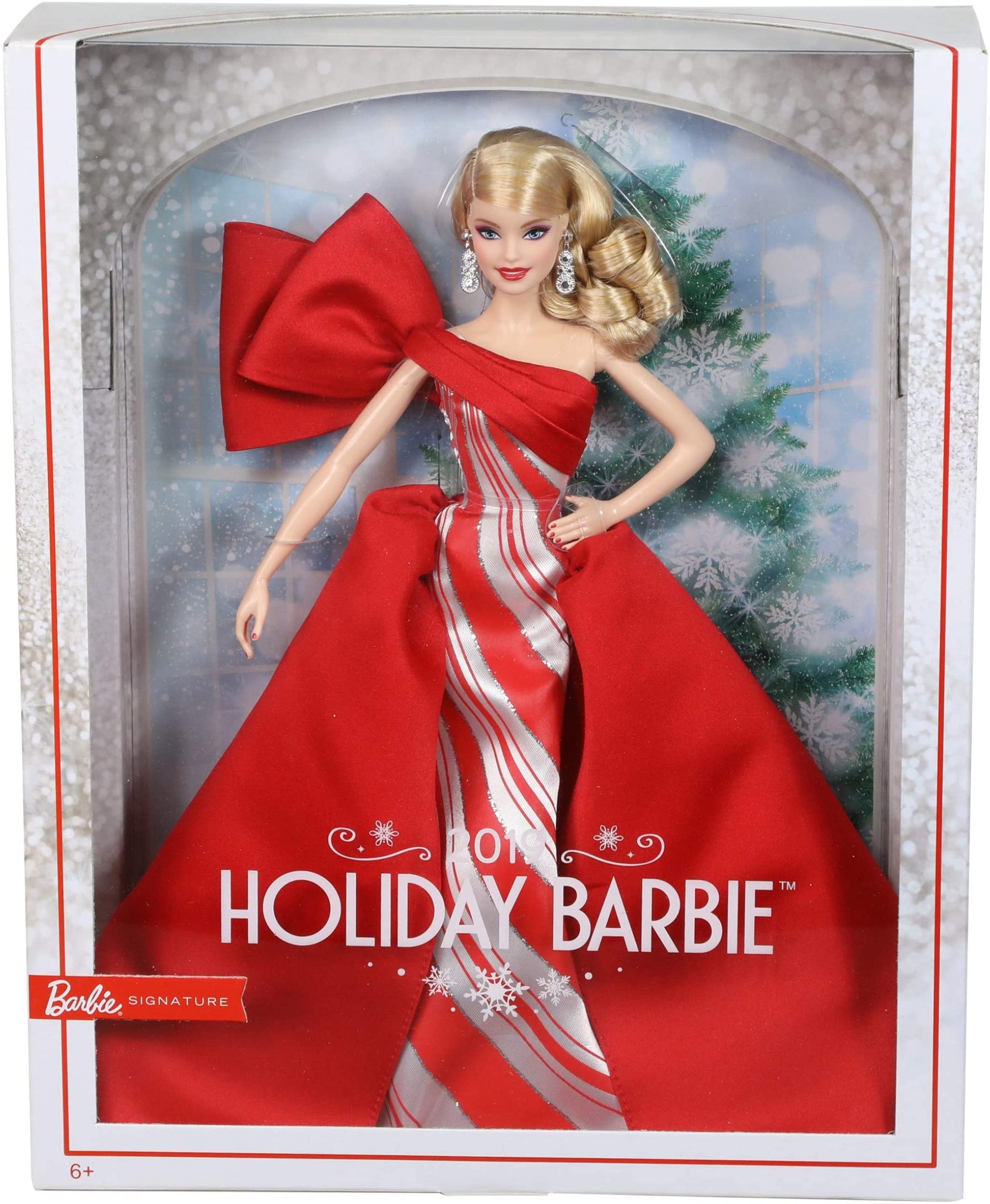 Barbie Age 6 Plus Blonde Curls With Red And White Gown Holiday Doll