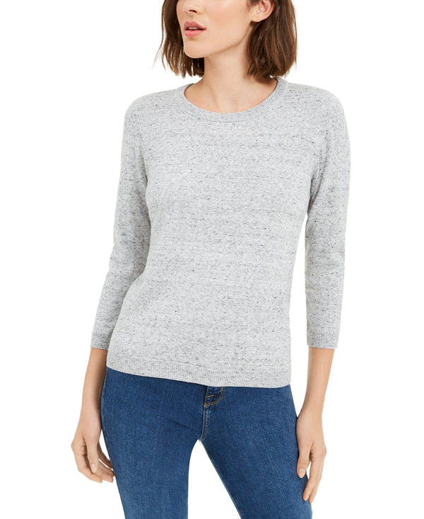 Maison Jules Womens Flecked Long Sleeves Sweater