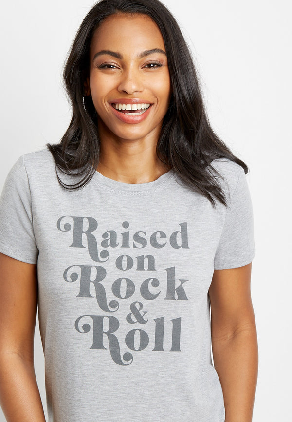Maurices Womens Raised On Rock & Roll Graphic Tee