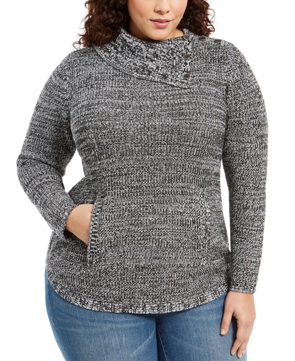 Style & Co. Womens Plus Size Button Trim Sweater
