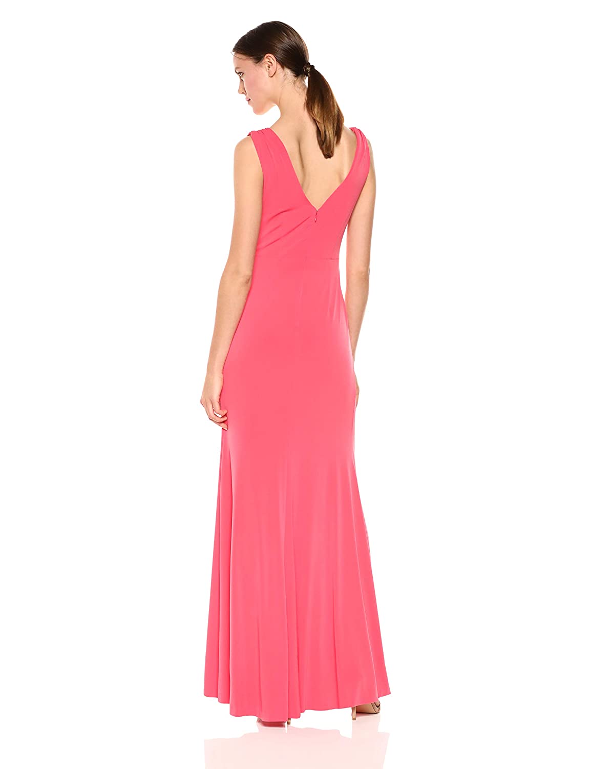 Calvin Klein Womens Sleeveless V Neck With Twist Knot Front Gown